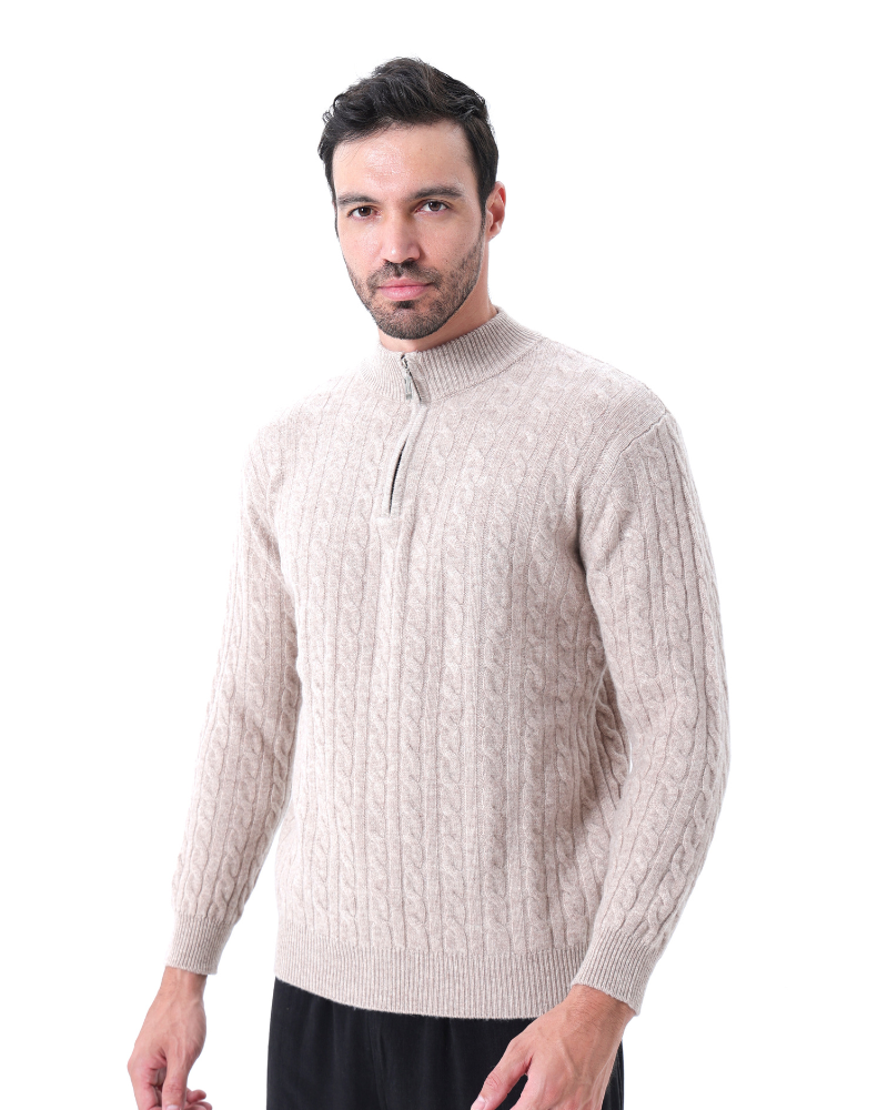 100% Cashmere Knitted Half Zip