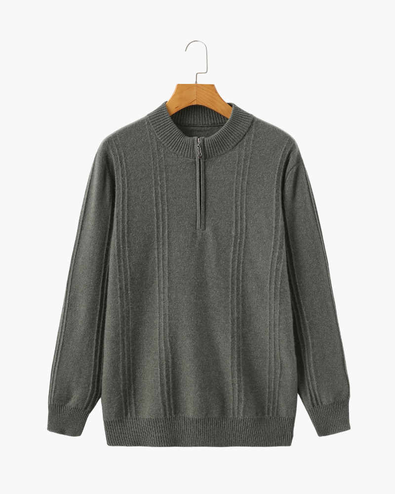 100% Cashmere Ribbed Quarter Zip