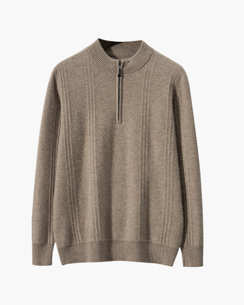 100% Cashmere Ribbed Quarter Zip