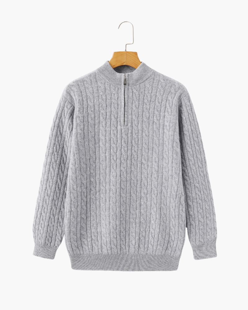 100% Cashmere Knitted Half Zip