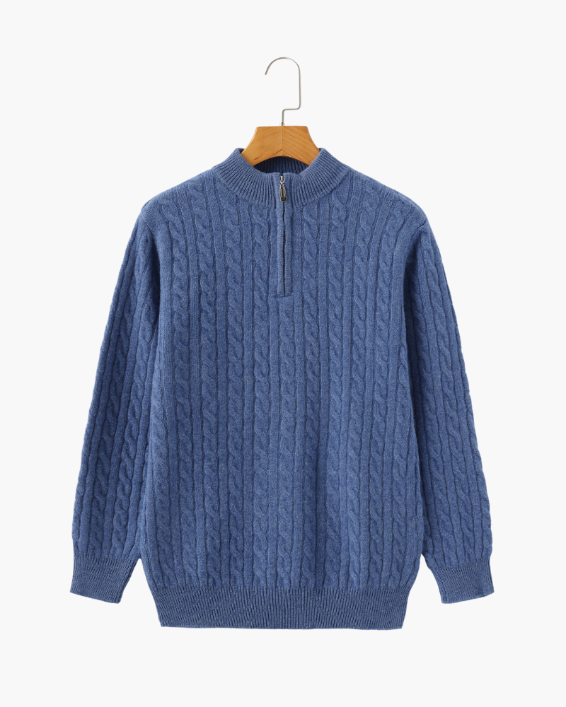 100% Cashmere Knitted Half Zip