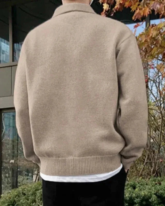 Wool Buttoned Half Zip Sweater