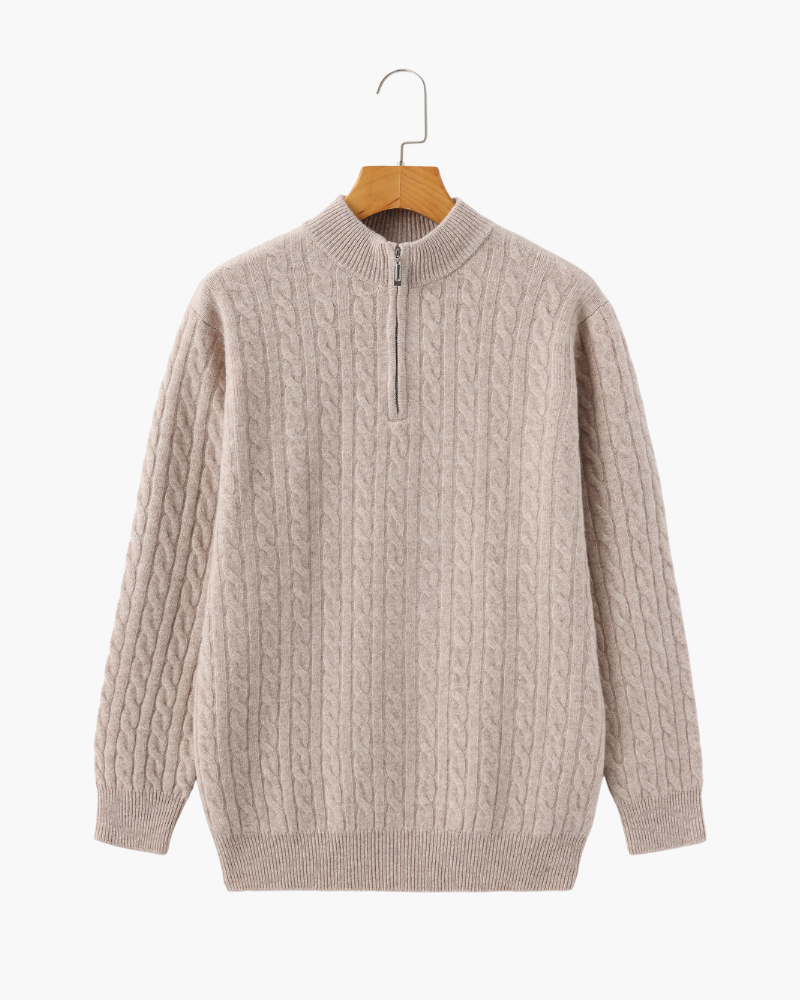 100% Cashmere Knitted Half Zip