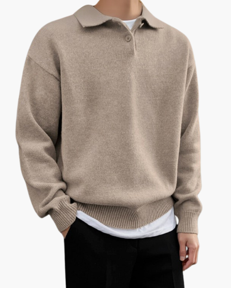Wool Buttoned Half Zip Sweater