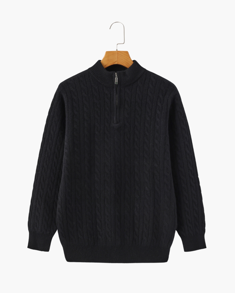 100% Cashmere Knitted Half Zip