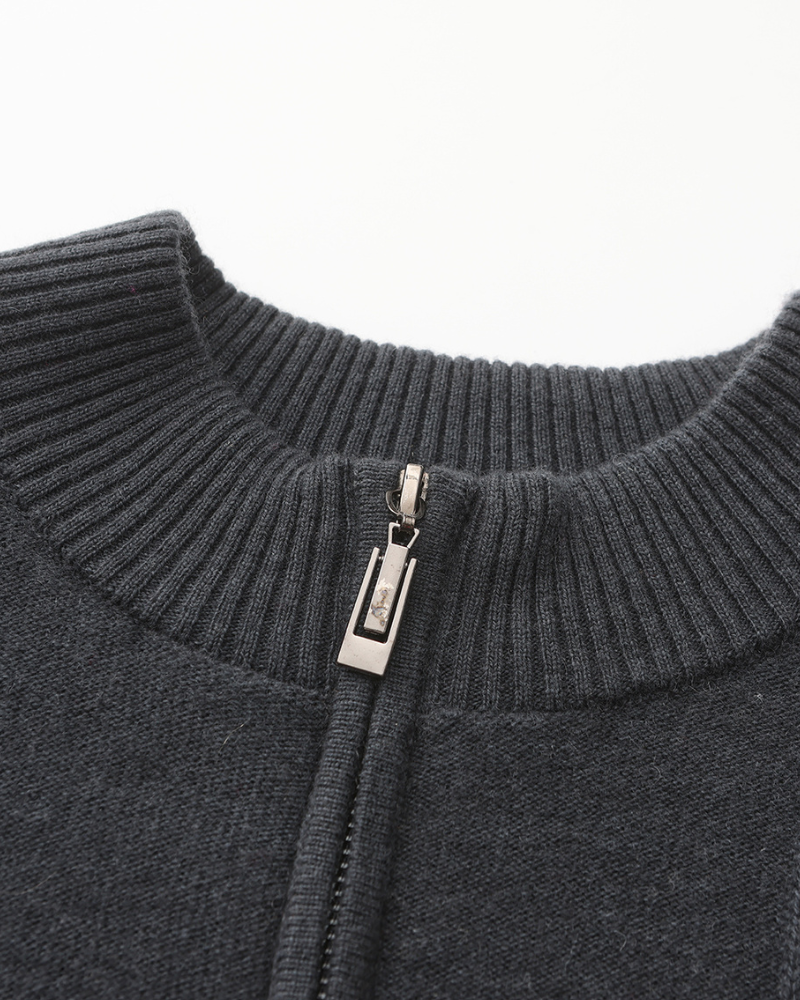 100% Cashmere Ribbed Quarter Zip