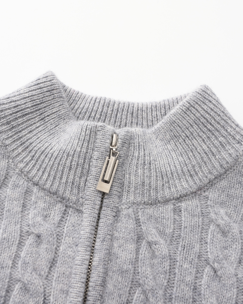 100% Cashmere Knitted Half Zip