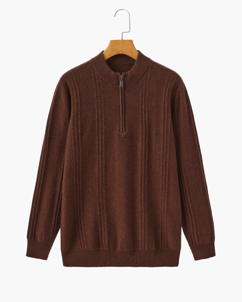 100% Cashmere Ribbed Quarter Zip