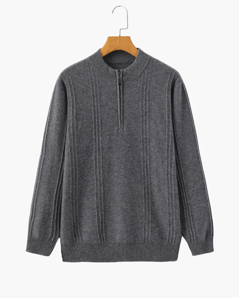 100% Cashmere Ribbed Quarter Zip