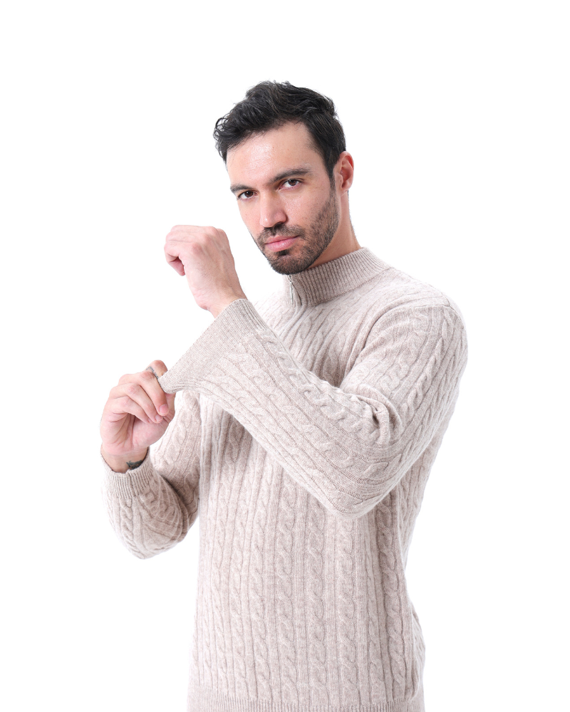 100% Cashmere Knitted Half Zip