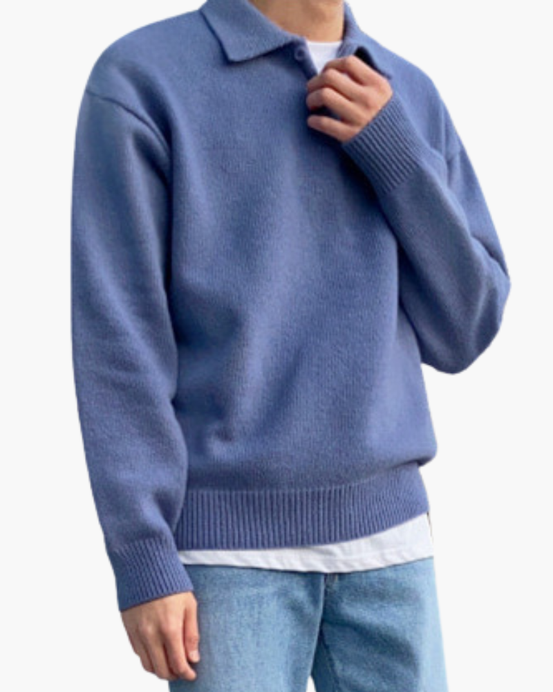 Wool Buttoned Half Zip Sweater