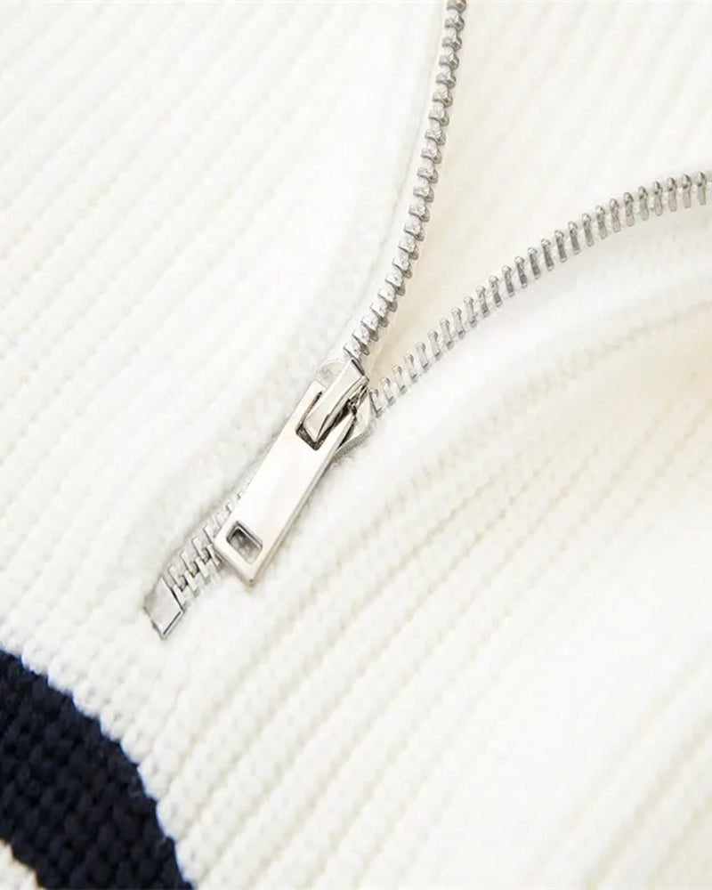 Nautical Stripe Zip-Up Jumper