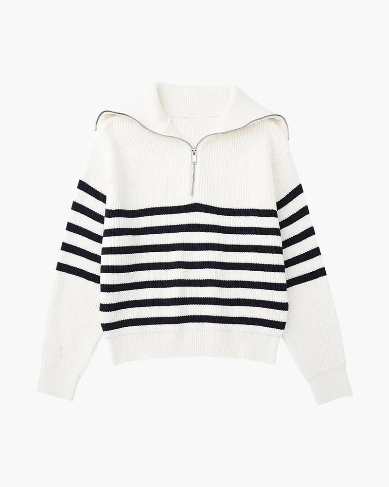 Nautical Stripe Zip-Up Jumper