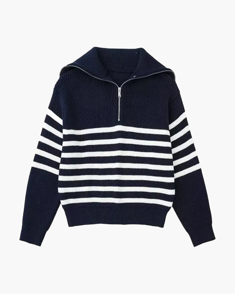 Nautical Stripe Zip-Up Jumper