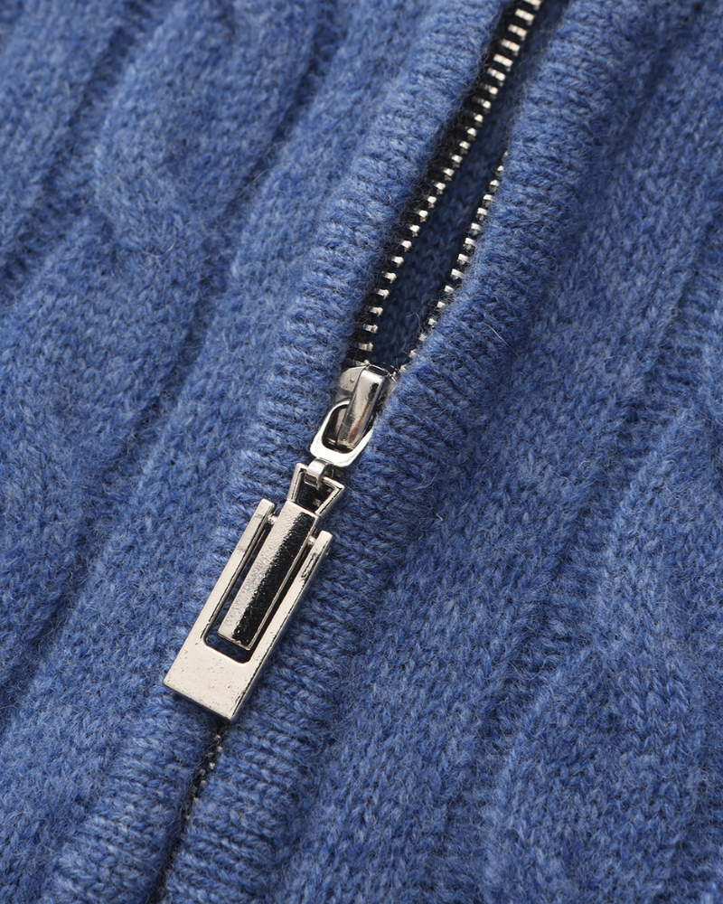 100% Cashmere Knitted Half Zip