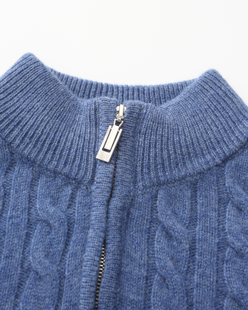 100% Cashmere Knitted Half Zip